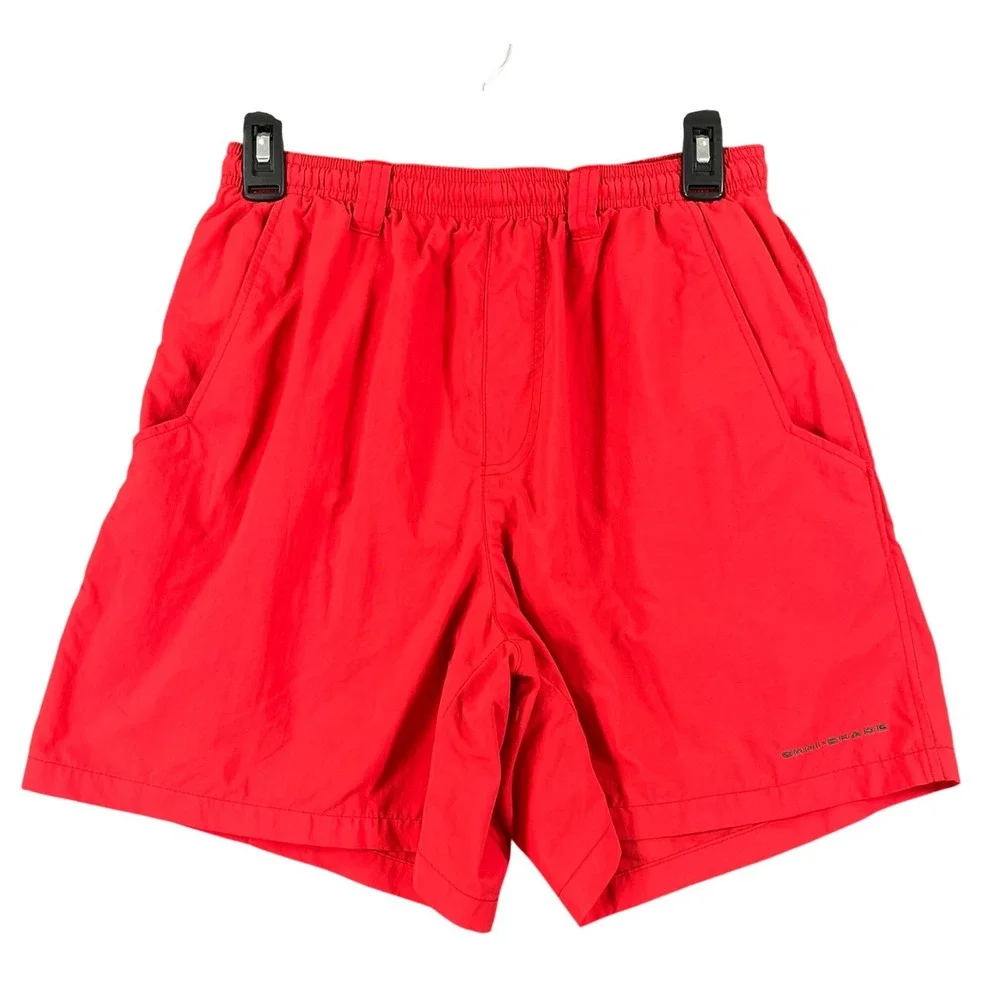 Columbia PFG Shorts Mens S Red Omni-Shade Mesh Lined Fishing Boating Outdoors